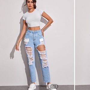 ✨3/$33✨Shein ripped high-waisted boyfriend jeans